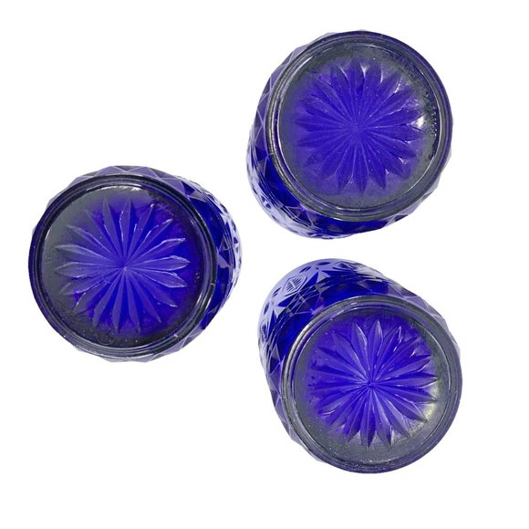 Vintage Avon Royal Sapphire Rocks Glasses Set of 3 Cobalt Blue Made in France - Picture 4 of 10
